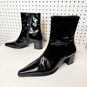 Vagabond Shoemakers | 57mm Giselle Boots Black Crinkled Patent Leather Sz. 39